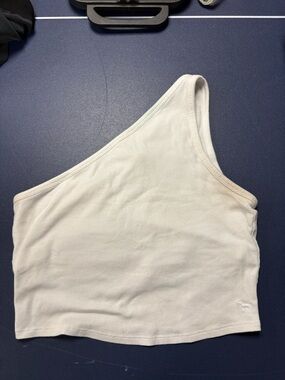 PINK Victoria's Secret One-Shoulder Ribbed Crop Top - White